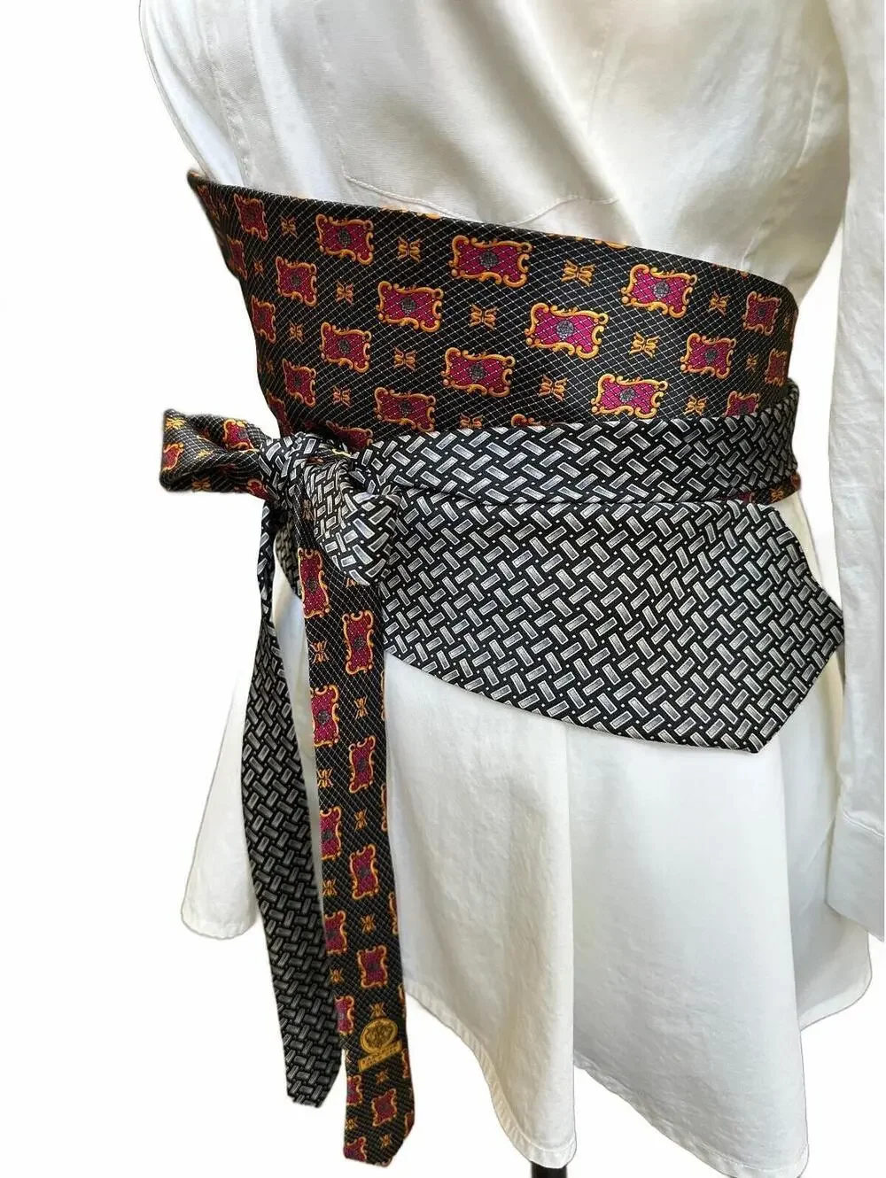 Upcycled Silk Necktie Obi Belt | Handmade Corset Style Belt | One-of-a-Kind | OS